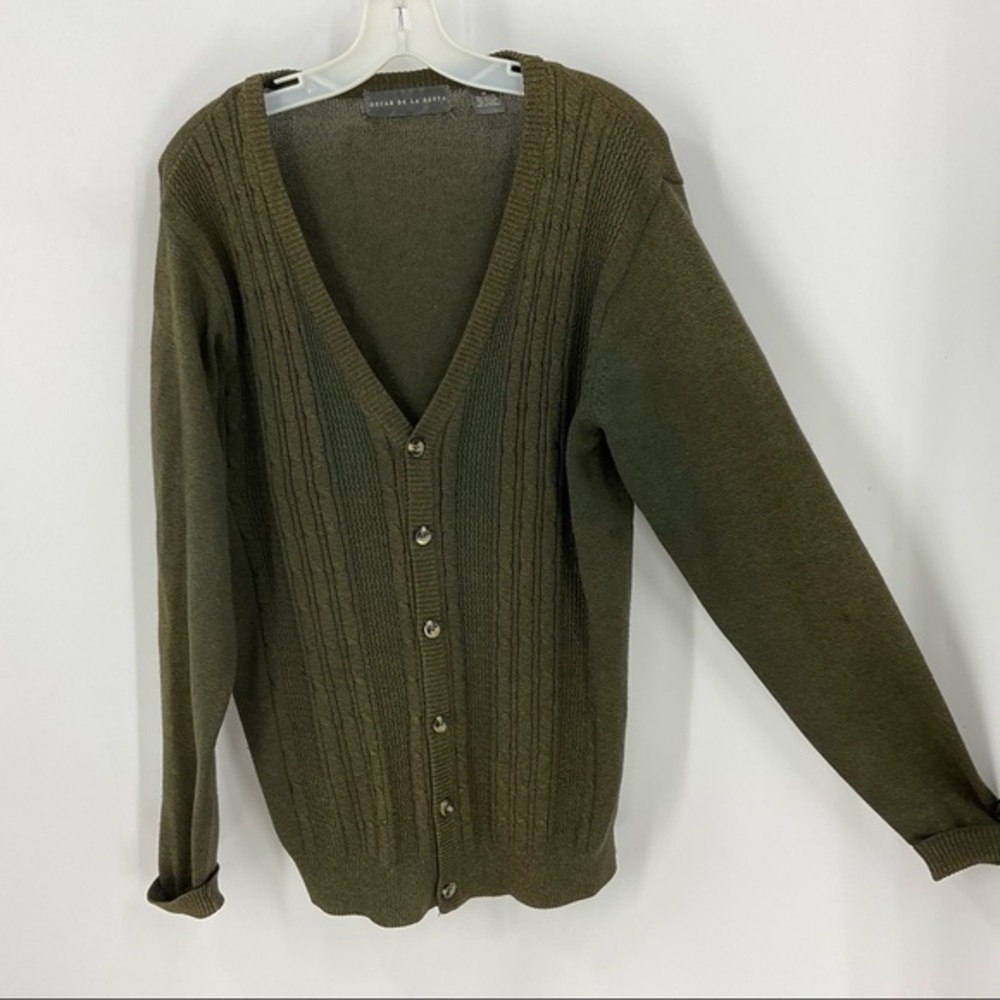 Oscar de la Renta vintage green V-neck grandpa‘s cardigan sweater M